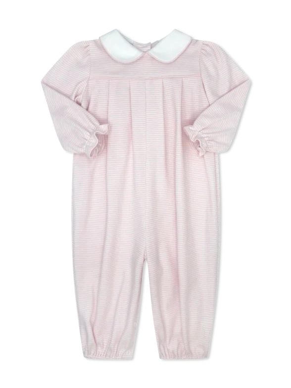 Leighann Romper Long Sleeve - Pensacola Pink Ministripe