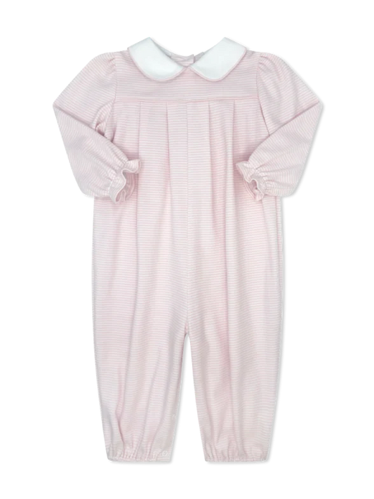 Leighann Romper Long Sleeve - Pensacola Pink Ministripe