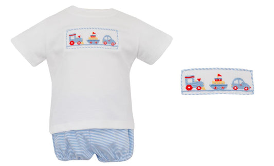 Transportation Blue Stripe Diaper Set