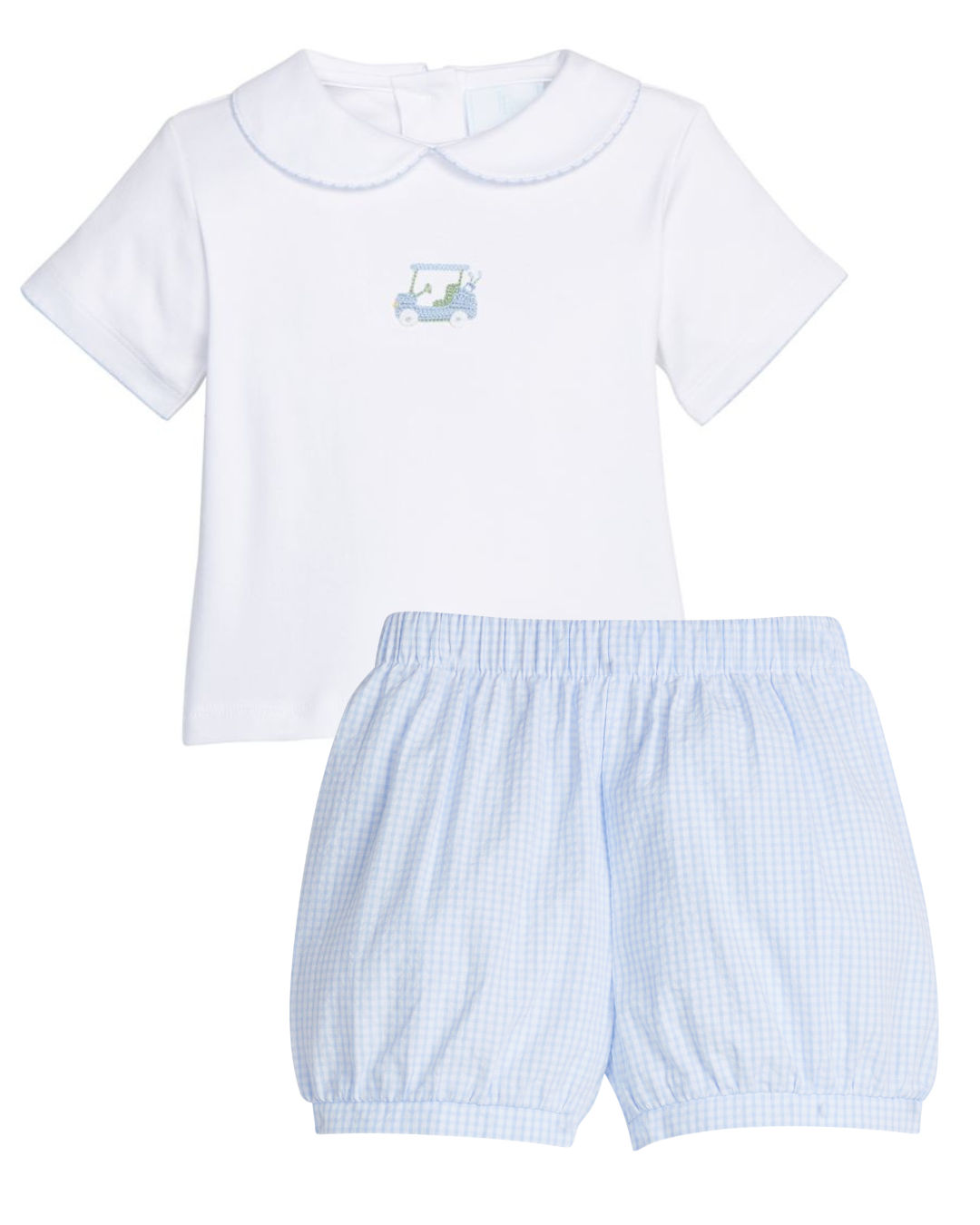 Crochet Blue Golf Cart Banded Shorts Set