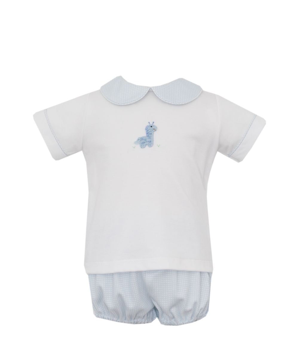 Blue Gingham Giraffe Set