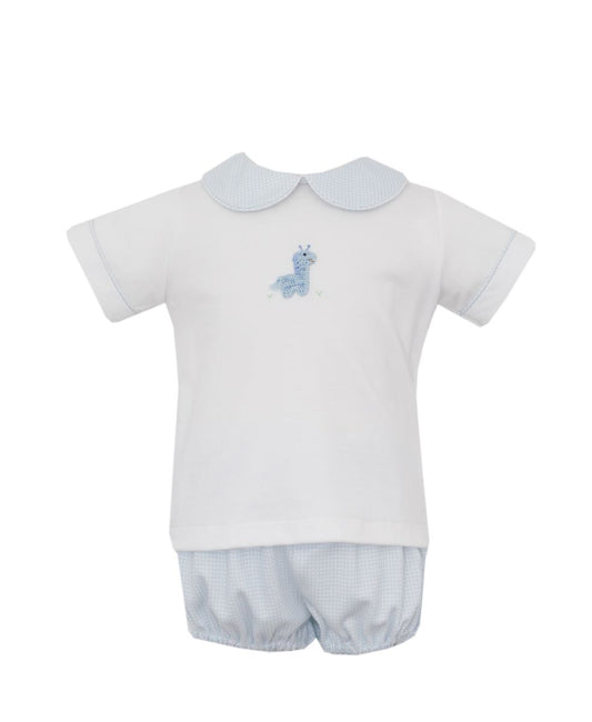 Blue Gingham Giraffe Set