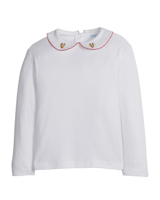 Long Sleeve Pinpoint Shirt- Reindeer