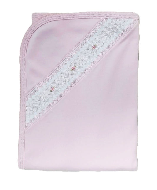 Classic Pink Smocked Blanket
