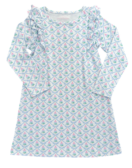 Cooper Dress-Christmas Tree/Blue Bows Knit **PREORDER-SHIPS OCTOBER**