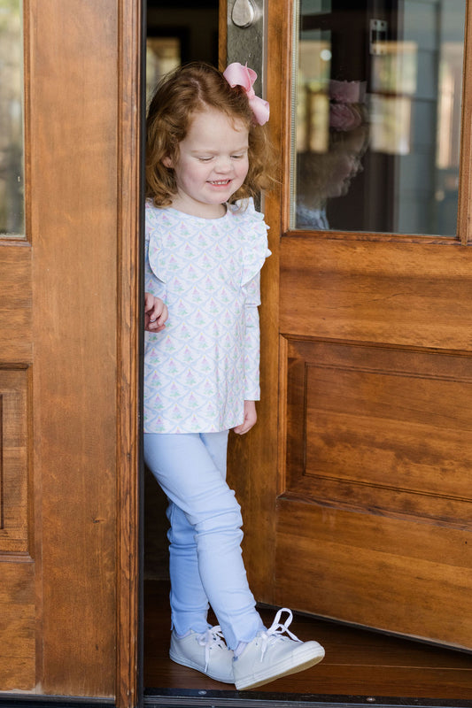 Cooper Legging Set-Christmas Tree/Blue Bows Knit