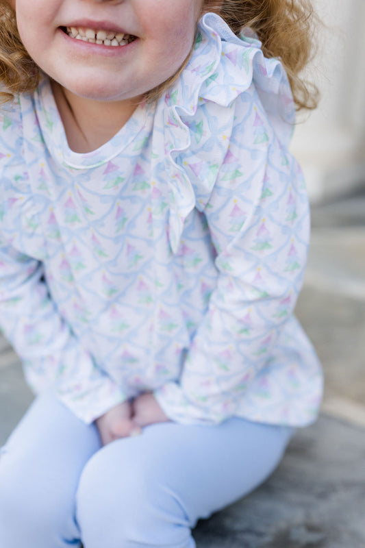 Cooper Legging Set-Christmas Tree/Blue Bows Knit