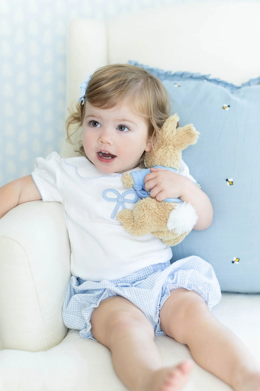 Crochet Peter Pan Blouse - Blue Bow