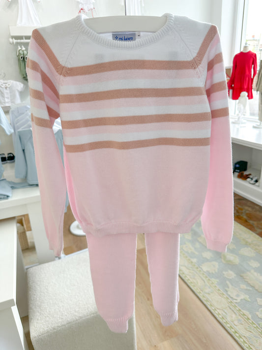 Baby-Pink Knit Stripe Set