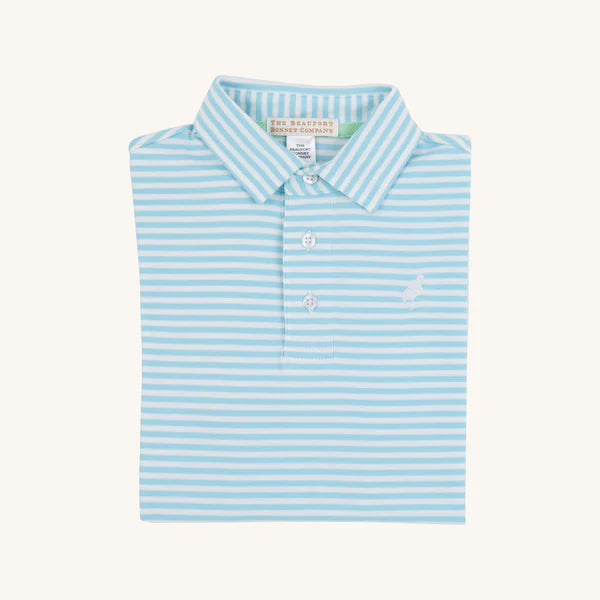 Prim and Proper Polo SS- Brookline Blue Stripe