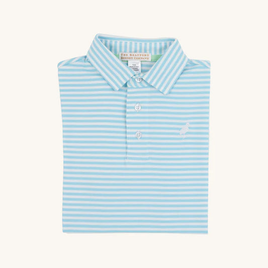 Prim and Proper Polo SS- Brookline Blue Stripe
