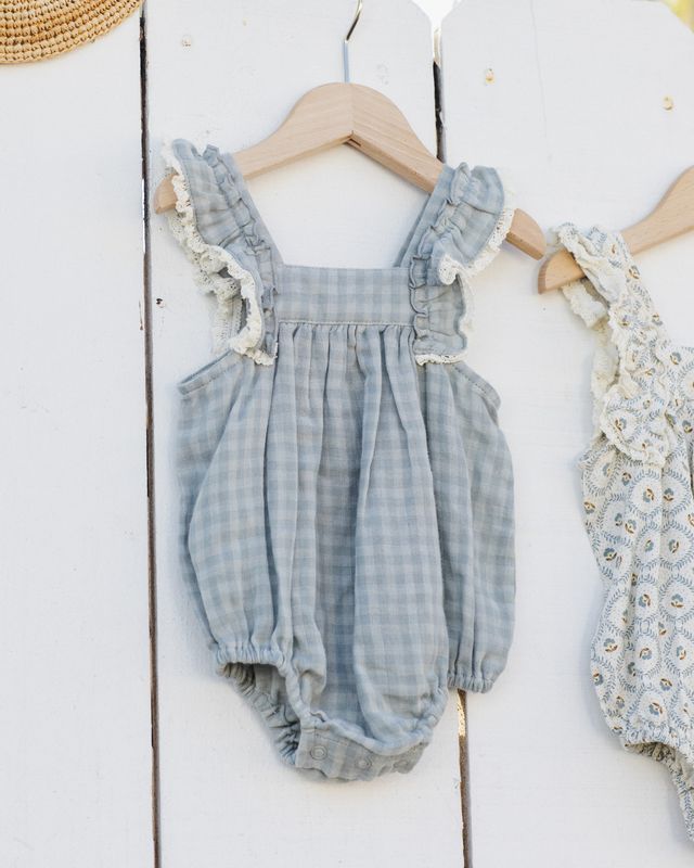 Maya Romper - Green Gingham
