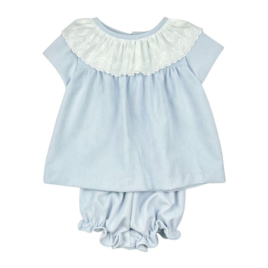 Elle Bloomer Set - Lace with Blue Cord