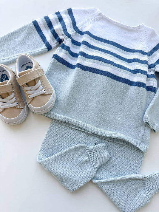 Blue Stripe Knit Set