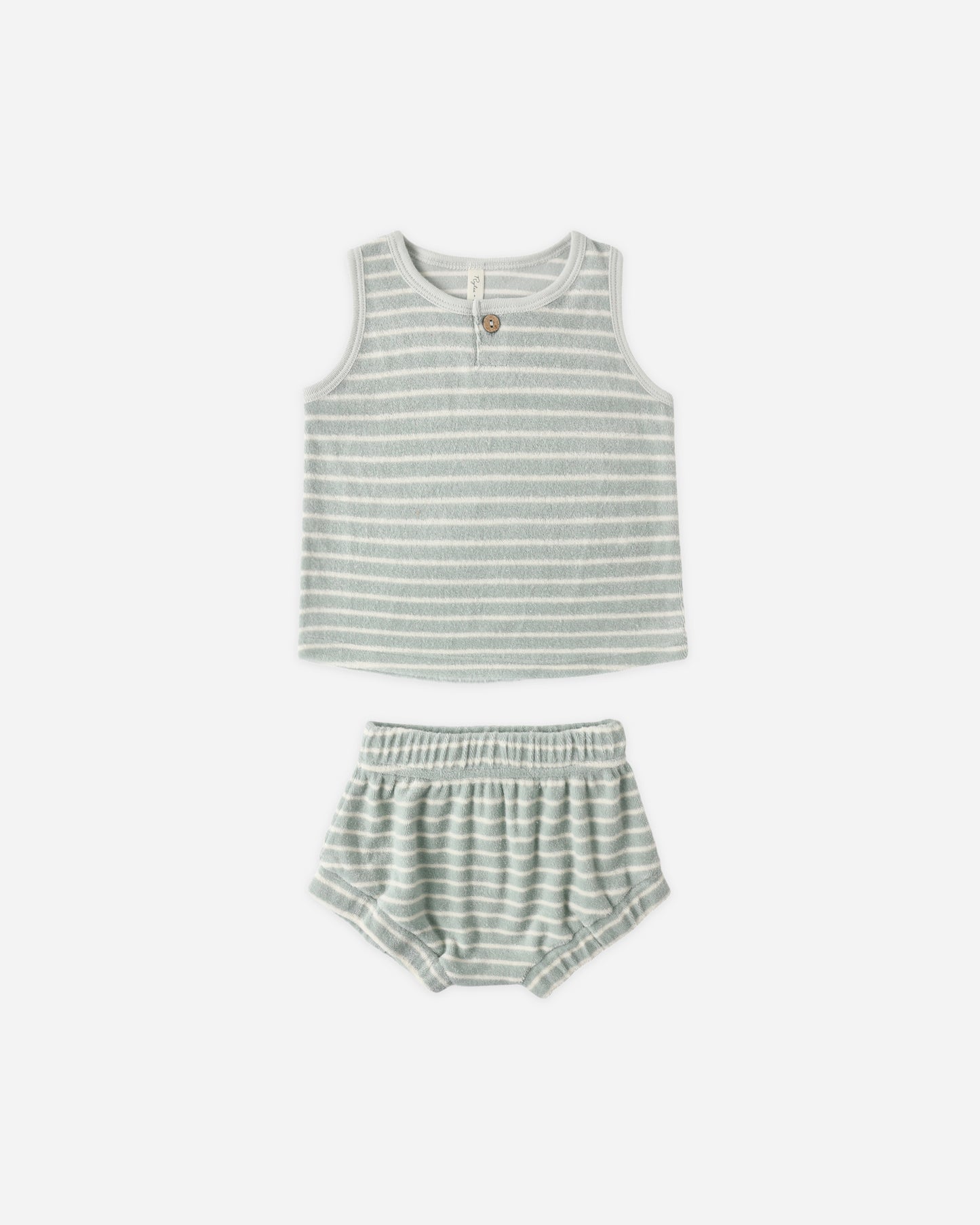 Baby Tank Set - Seafoam Terry Stripe
