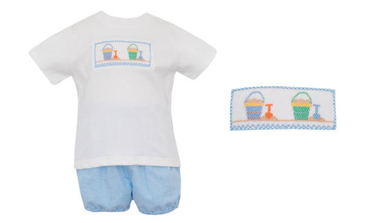 Sand Pails Boy Set - Woven Blue Check *PREORDER*