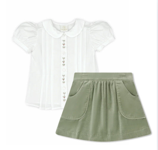 Isabella Skirt Set -Leyland Green Velvet