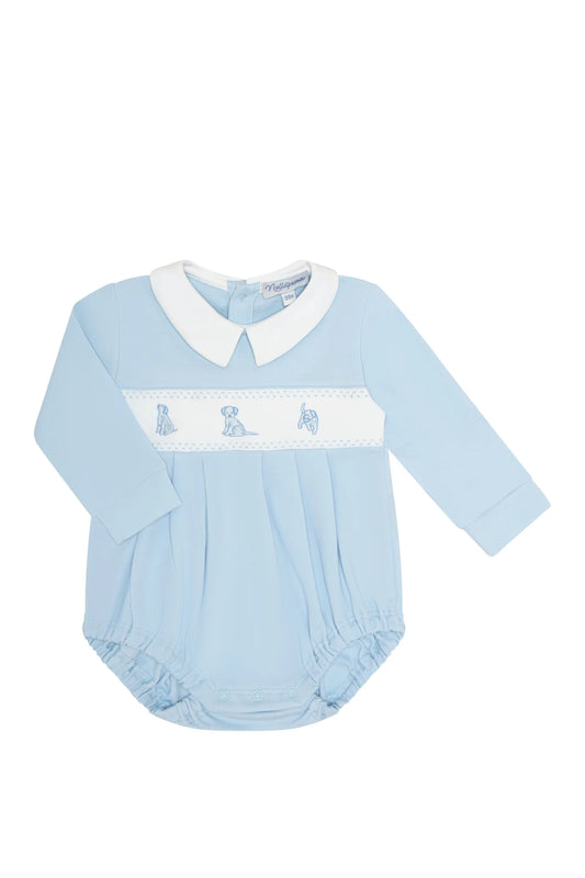 Blue Puppy Love Embroidered Bubble