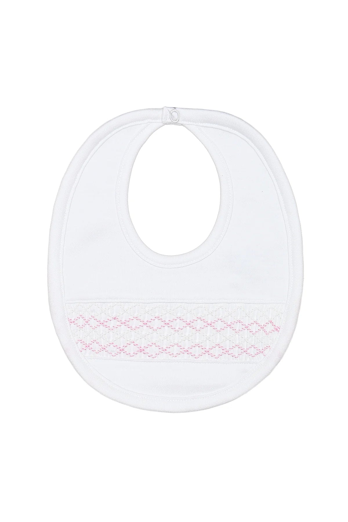 Signature Smocked Girls Bib - White