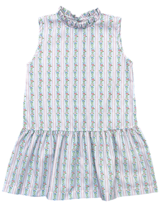 Sydney Dropwaist Dress - Woven Pink and Blue Stripe