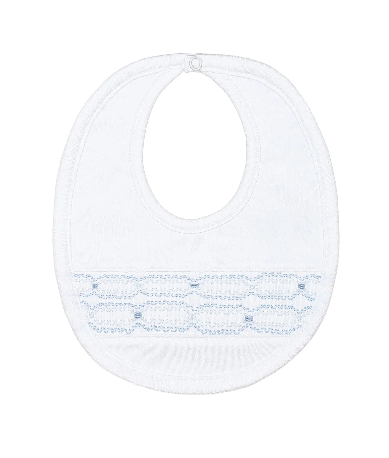 Signature Smocked Boys Bib - White