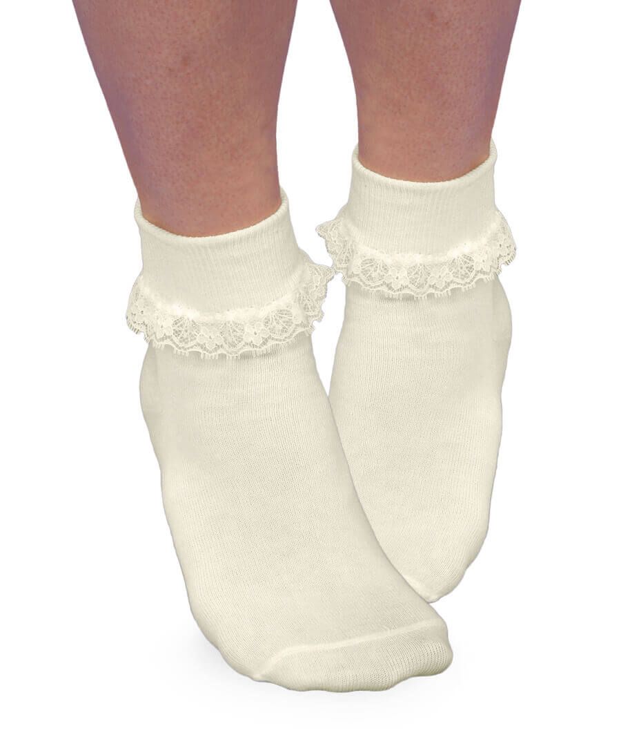 Simplicity Lace Turn Cuff Sock- Pearl