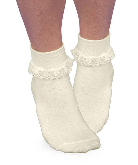 Simplicity Lace Turn Cuff Sock- Pearl