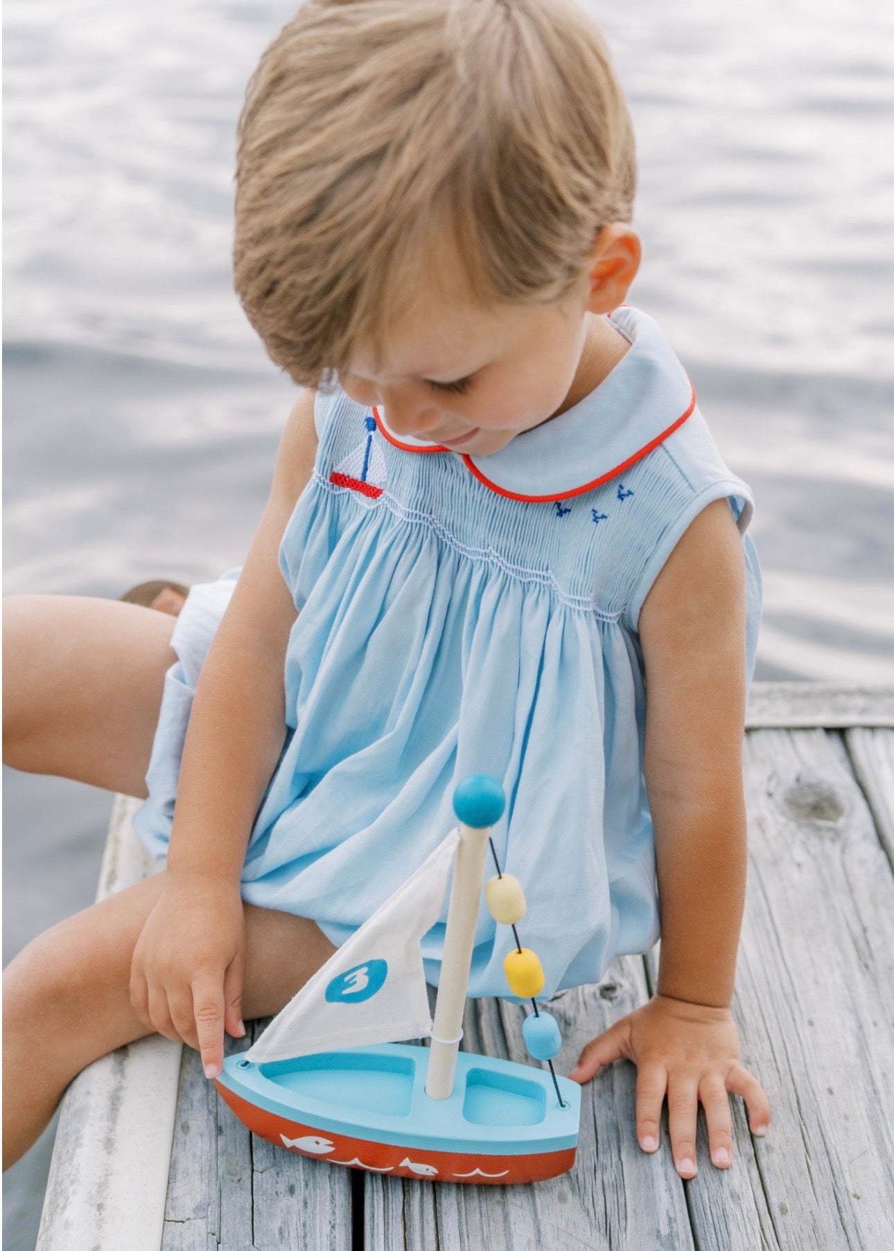 Beckett Bubble - Brentwood Blue Pique, Sailboat