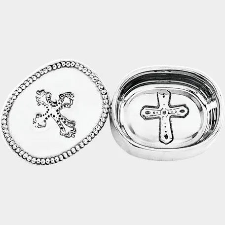 Baby Peek-A-Boo Oval Cross Keepsake Box