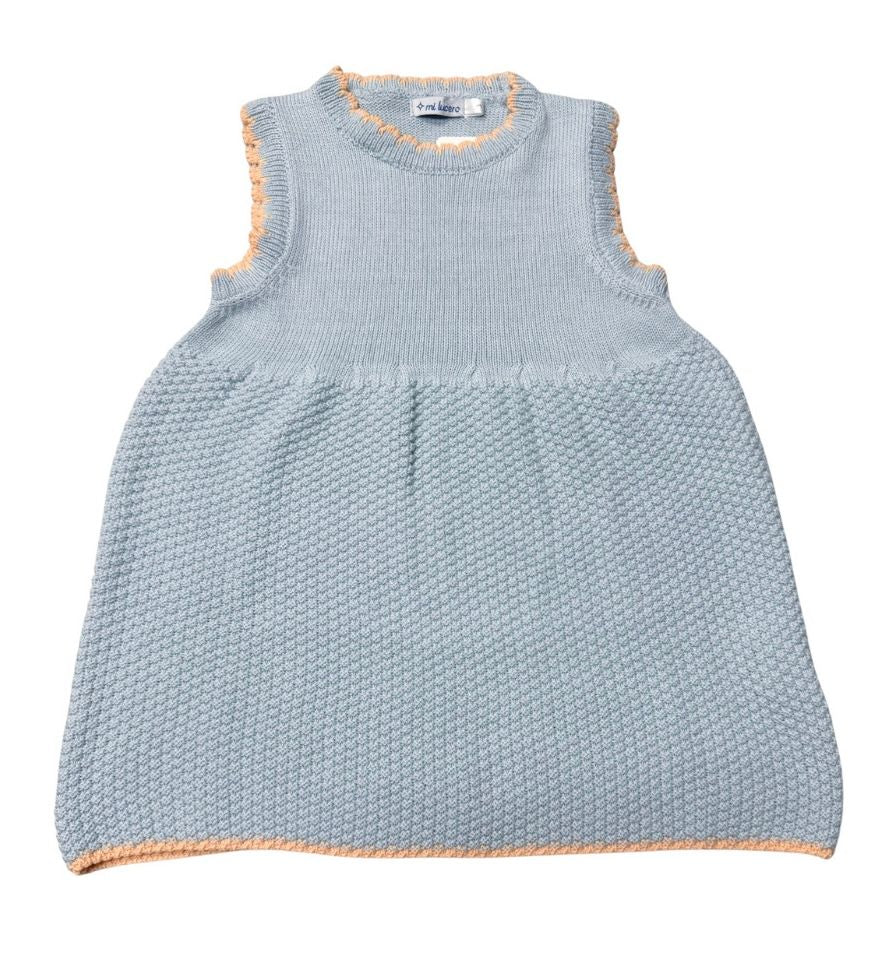 Sleeveless Dress with Contrasting Trim - LightBlue/Tangerine