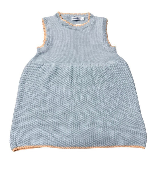 Sleeveless Dress with Contrasting Trim - LightBlue/Tangerine