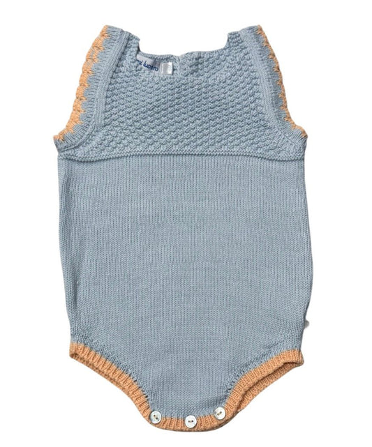 Ruffle Pebble Stitch Bubble - Light Blue/Tangerine