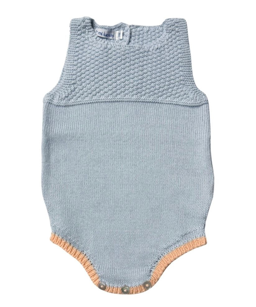 Sleeveless Pebble Stitch Bubble - Light Blue/Tangerine