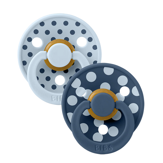 STUDIO Colour Pacifiers 2 Pack Polka - Baby Blue/Steel Blue 1