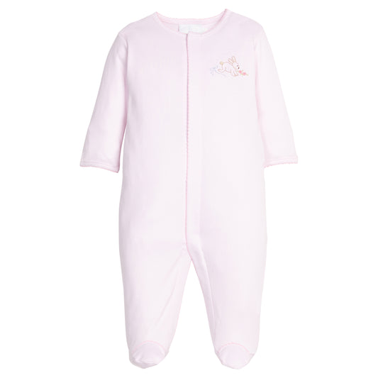 Embroidered Footie - Pink Bunny