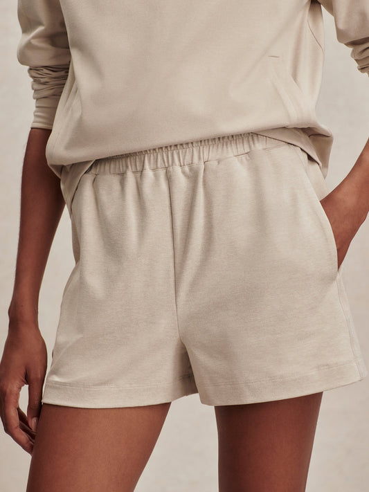 Lamia Half Zip X Joss Active Short Set - Pebble Marl