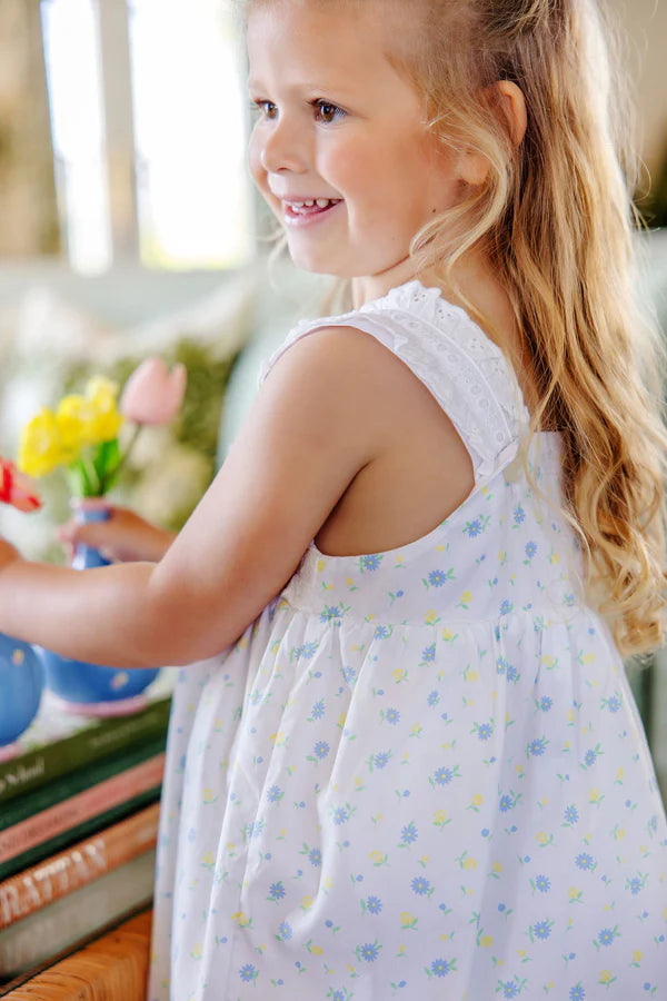 Babs Dress - Broadcloth-Dunwoody Daisy/Worth Ave White