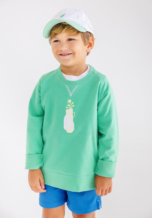 Cassidy Comfy Crewneck Boys - Gibson Island Green/Golf Bag