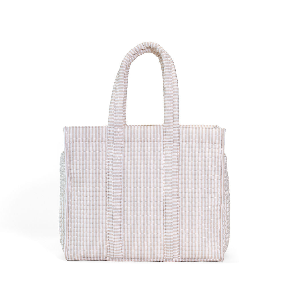 QUILTED GO GO TOTE - PIMLICO STRIPE PINK