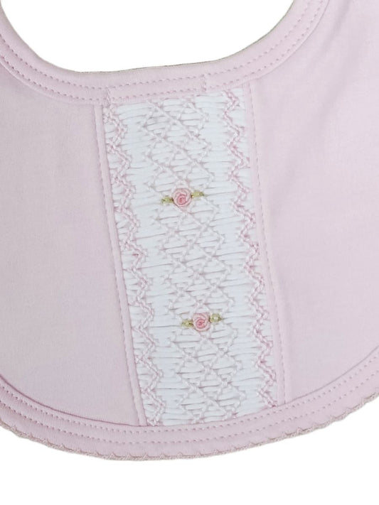 Classic Pink Smocked Bib