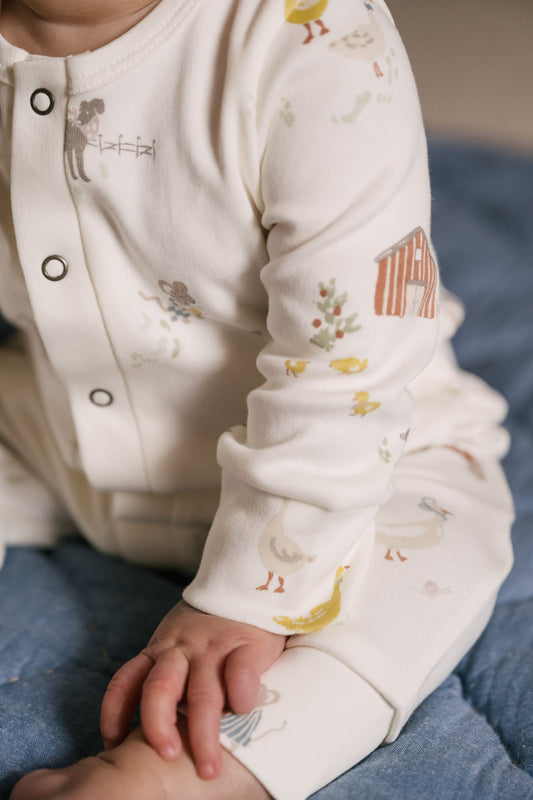 Placket Romper - On the Farm