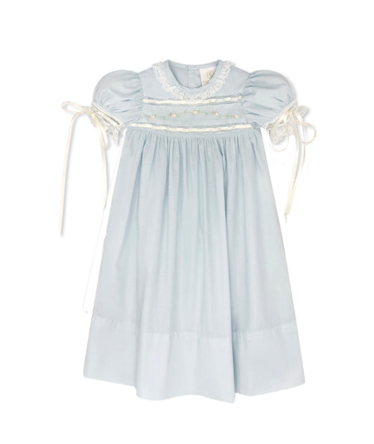 Tiny Town Daygown - Blessings Blue Batiste, White Lace