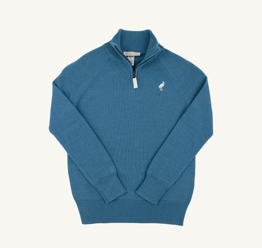 Hayden Half Zip Sweater-Barnsley Blue/Palmetto Pearl