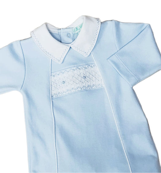 Classic Blue Smocked Footie