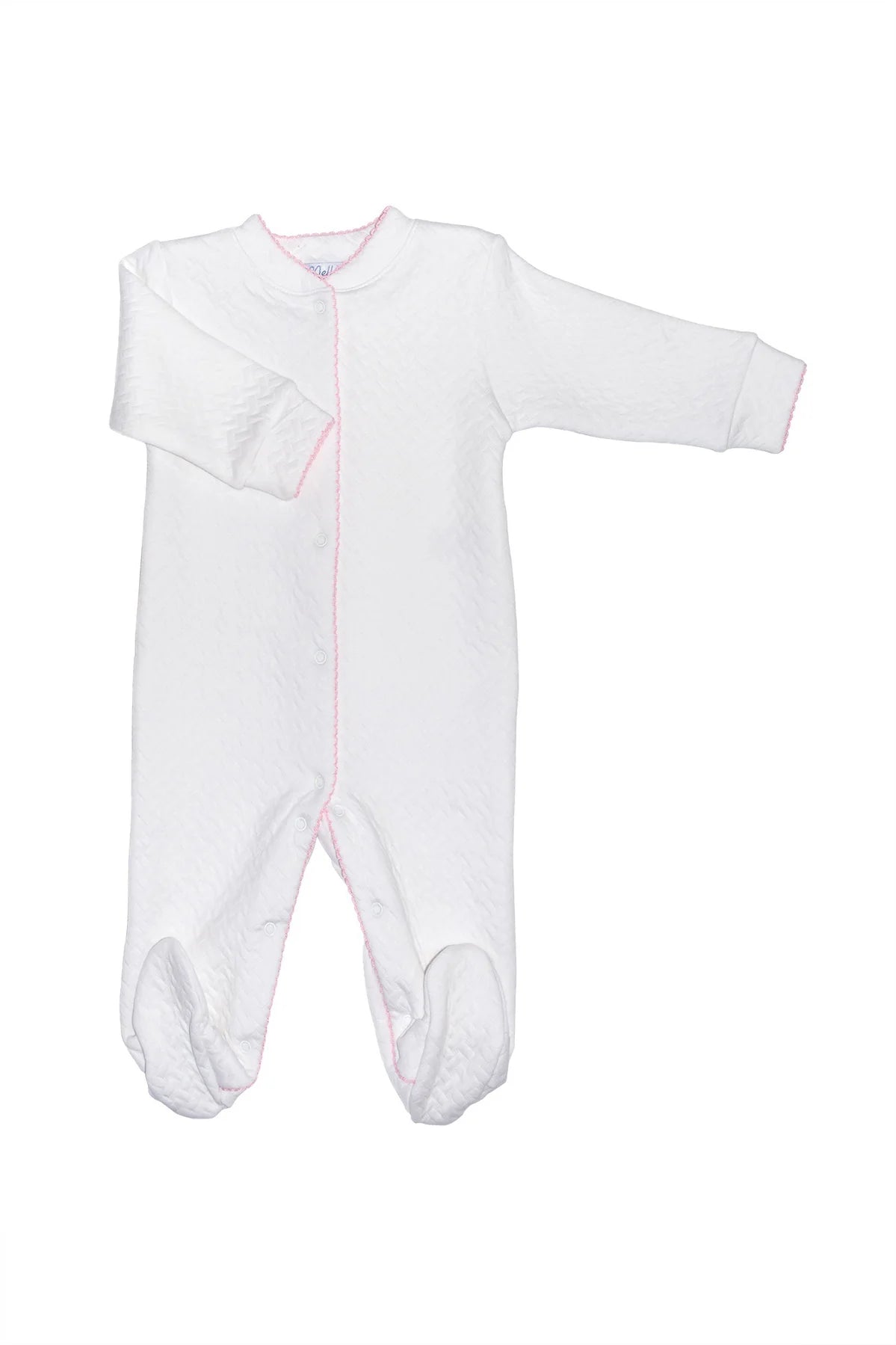 Basket Weave Baby Footie - Pink