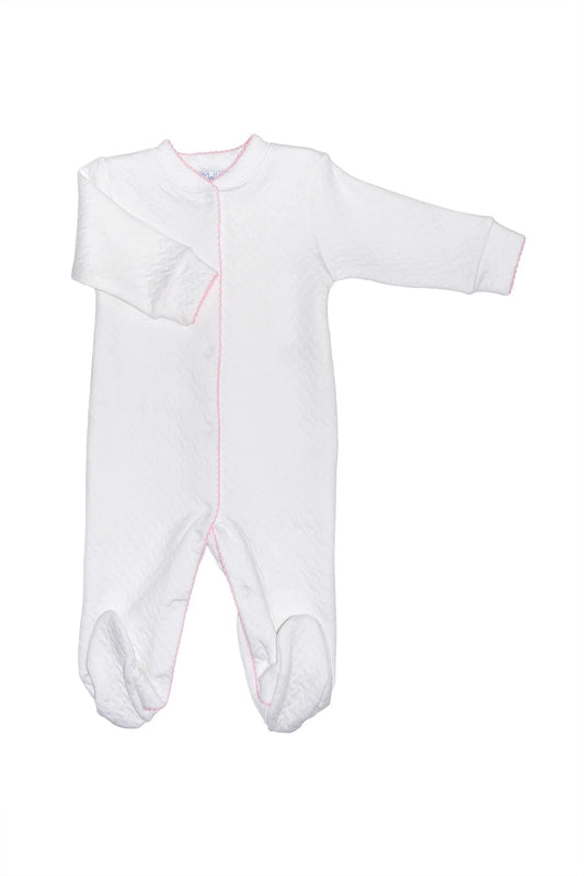 Basket Weave Baby Footie - Pink