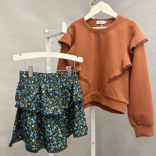 PLEAT- Livvy Sweatshirt Toffee and Parker Skort Twilight Floral