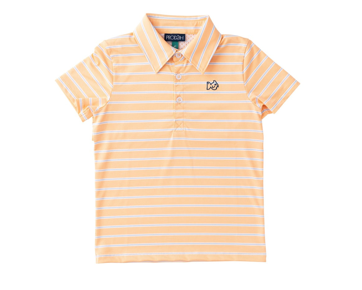 PRE ORDER Boys' Short Sleeve Pro Performance Polo - Orange Chiffon Stripe