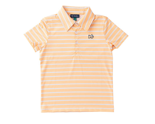 PRE ORDER Boys' Short Sleeve Pro Performance Polo - Orange Chiffon Stripe