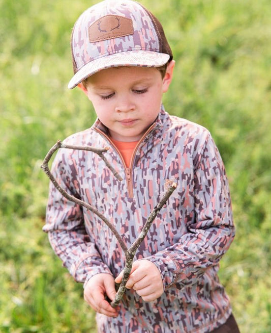 Boy's PRO Performance 1/4 Zip Pullover - Stay in the Lines Camo
